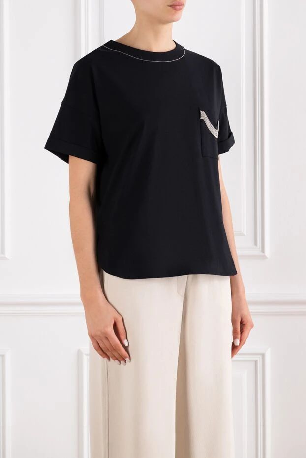D.Exterior women's black t-shirt with a chest patch pocket 194233 - photo 3
