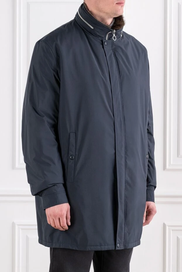 Seraphin dark blue parka jacket with fur collar 194240 - photo 3