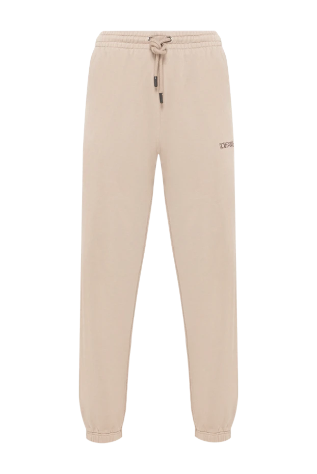 Off-White бежеві спортивні штани з м'якого бавовняного футера 194255 - фото 1