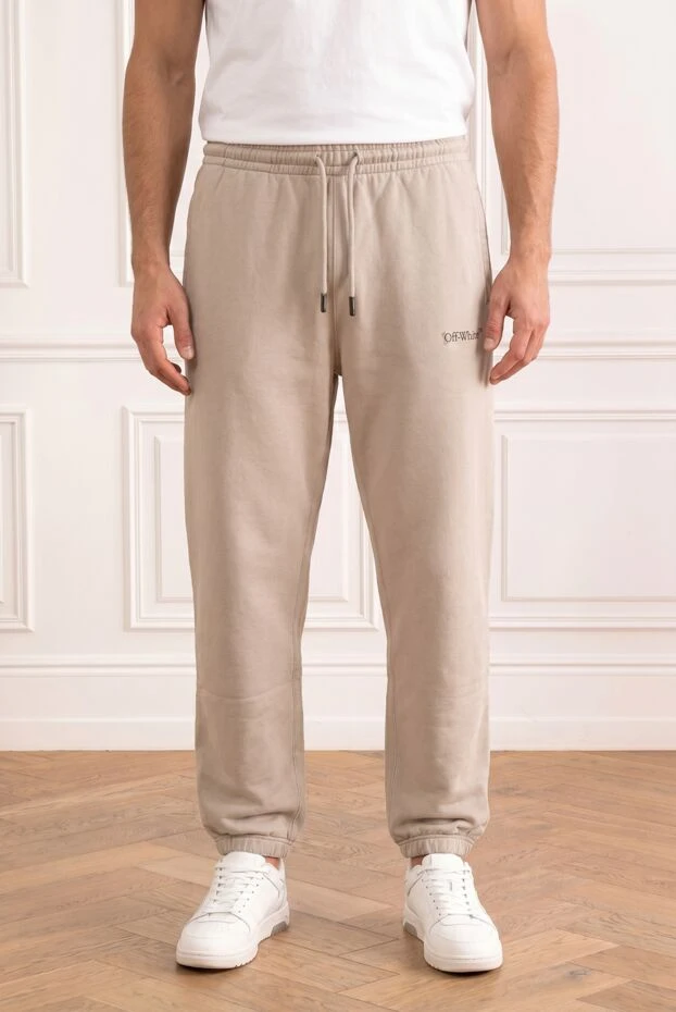 Off-White бежевые спортивные брюки из мягкого хлопкового футера 194255 - фото 2