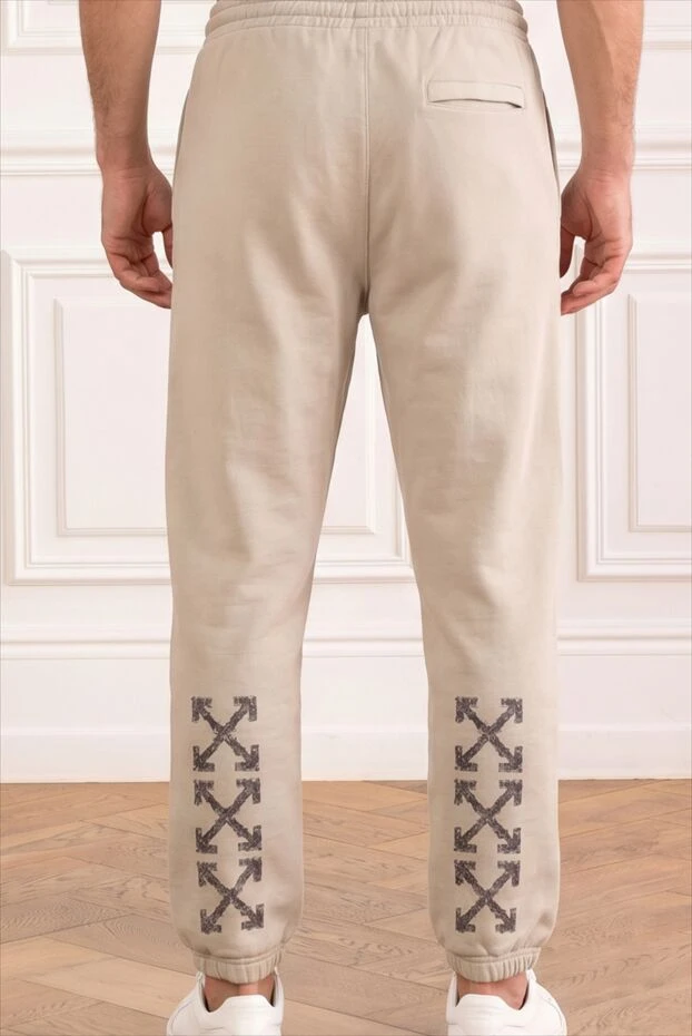 Off-White бежевые спортивные брюки из мягкого хлопкового футера 194255 - фото 3