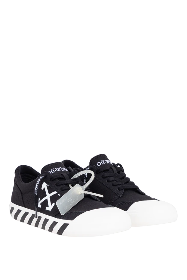 Off-White чорні кросівки чоловічі vulcanized undercut з фірмовими діагональними смугами 194266 - фото 3
