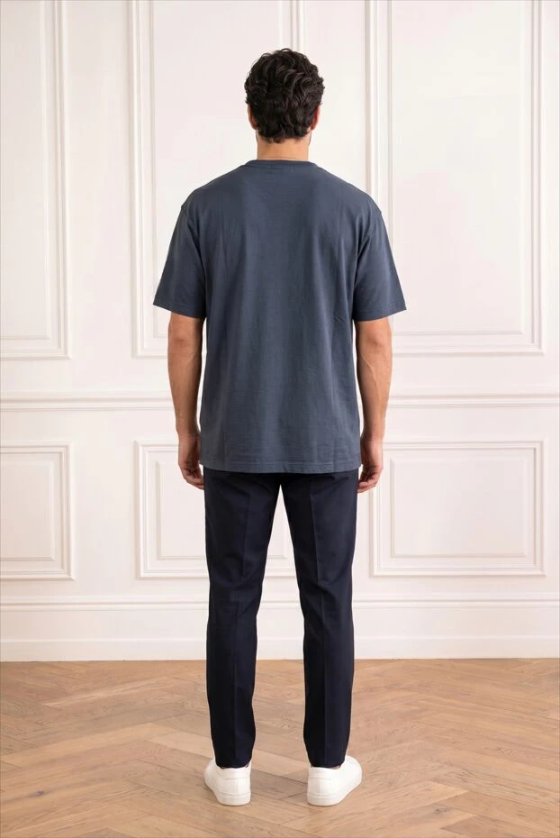 Stone Island dark blue cotton t-shirt with a square leather patch on the chest 194273 - photo 2