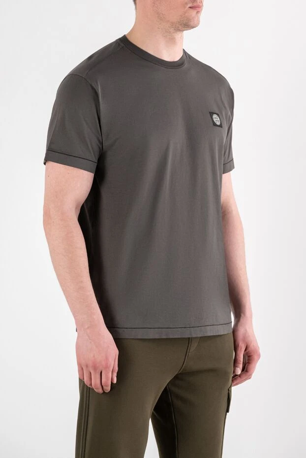 Stone Island темно-серая футболка с круглым контрастным патчем 194274 - фото 3