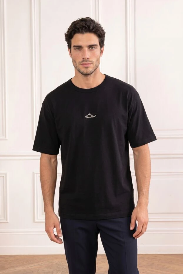 Stone Island men's black t-shirt made of natural cotton with an embroidered logo 194275 - photo 3