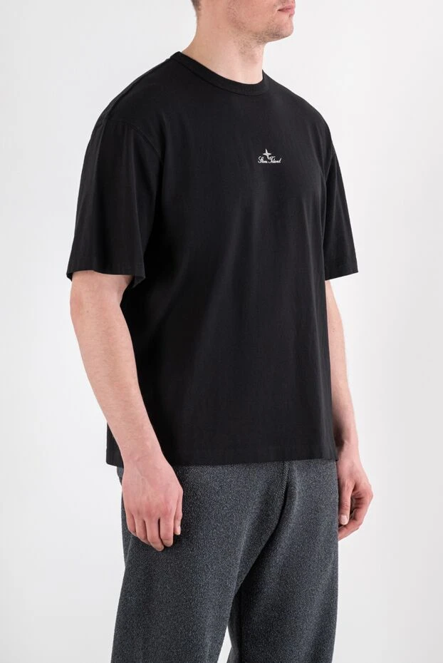 Stone Island мужская черная футболка из натурального хлопка с вышитым логотипом 194275 - фото 3