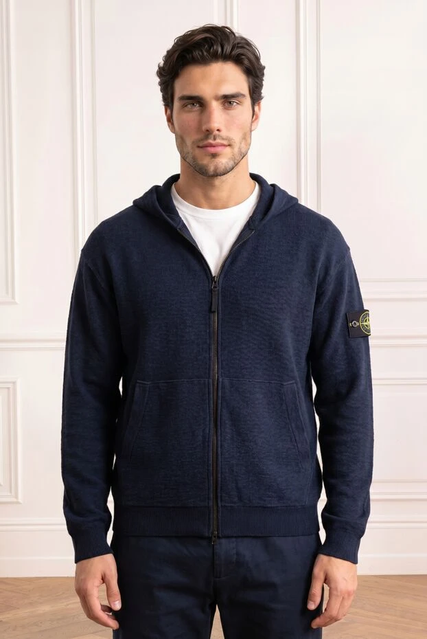 Stone Island loose-fitting blue zip-up hooded sweatshirt with dropped shoulders 194276 - photo 2