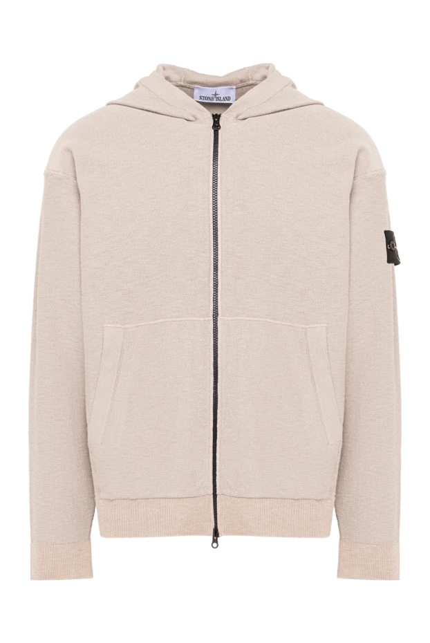 Stone Island men's knitted zip-up hooded sweatshirt in beige 194277 - photo 1