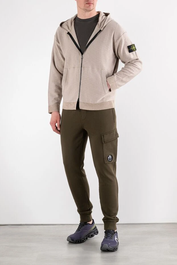 Stone Island men's knitted zip-up hooded sweatshirt in beige 194277 - photo 2
