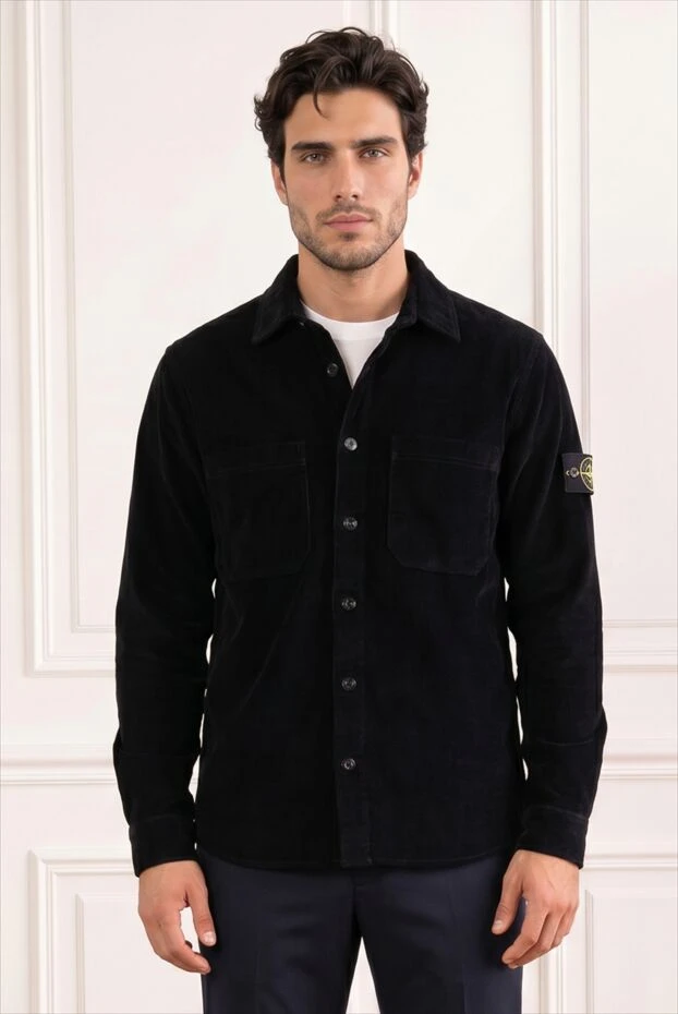 Stone Island сорочка-куртка прямого крою з бавовняного мікровельвету з нагрудними кишенями 194279 - фото 3
