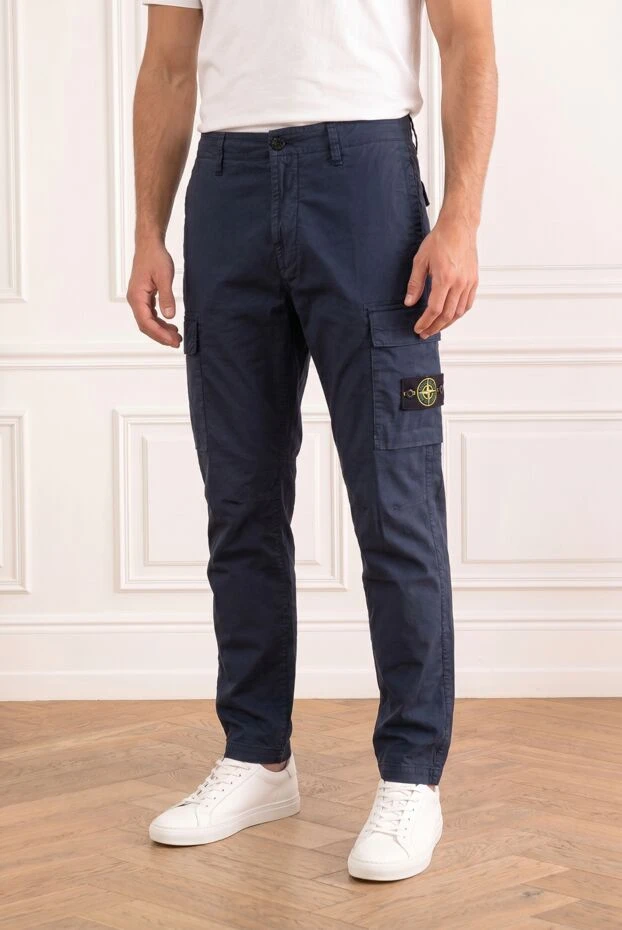 Stone Island men's tapered cargo pants made of thick cotton jersey 194281 - photo 2