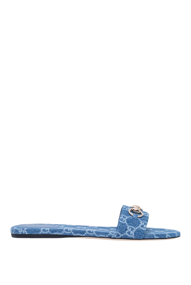 Blue women's sheepskin flip-flops - photo 1