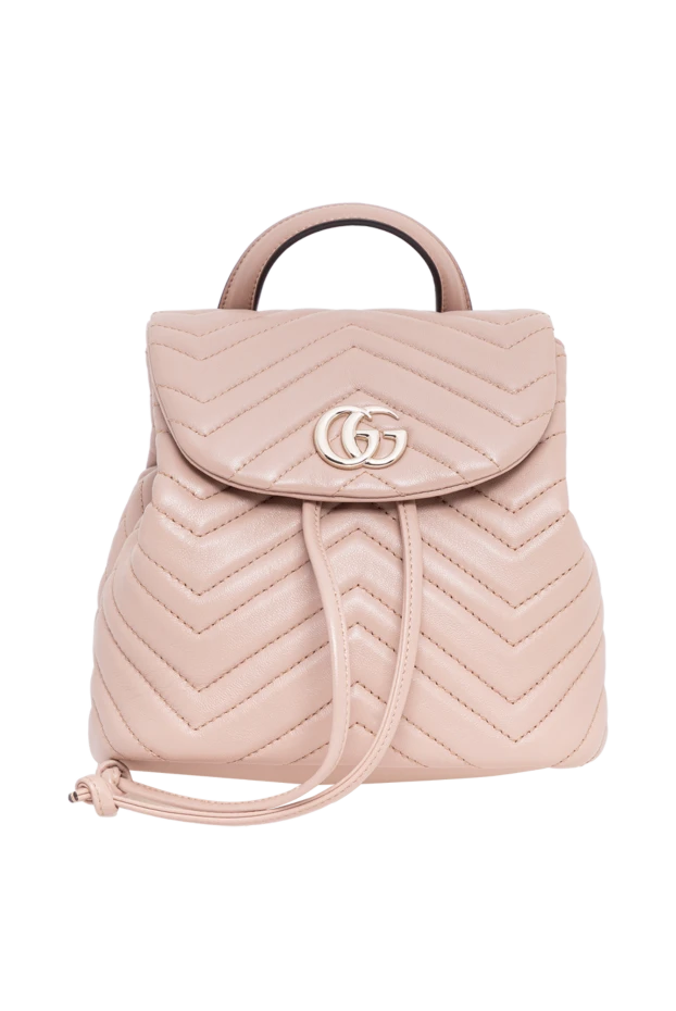 Gucci небольшой рюкзак gg marmont из кожи наппа розово-бежевого цвета 194293 - фото 1