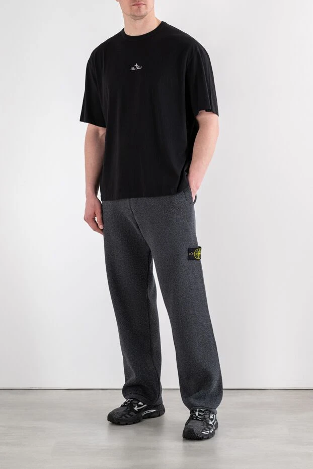 Stone Island gray textured knit straight-leg trousers 194295 - photo 2
