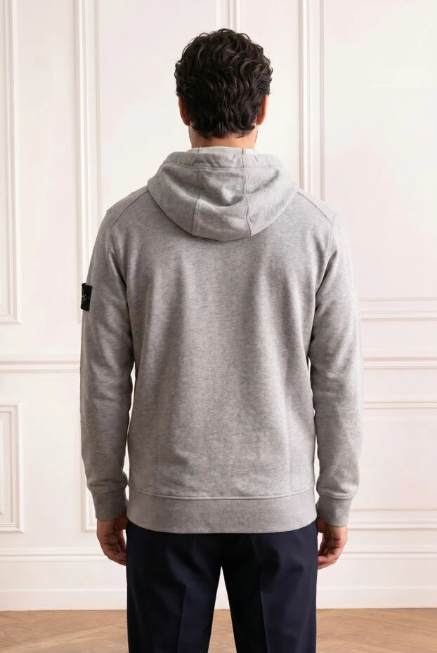 Stone Island loose-fitting grey zip-up hooded sweatshirt with dropped shoulders 194308 - photo 3