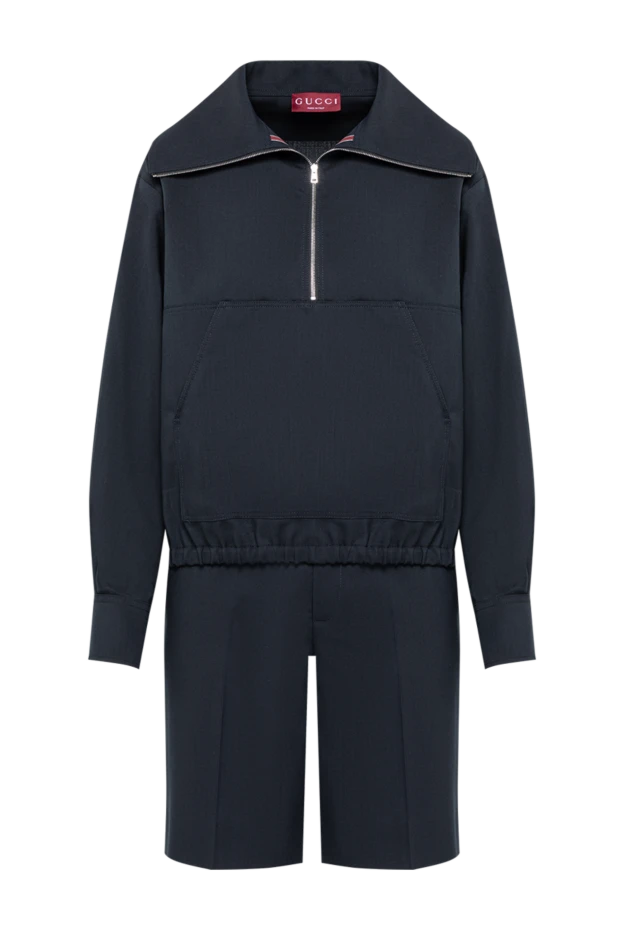 Gucci dark blue suit consisting of a wool jumper with a zip-up collar and shorts 194311 - photo 1