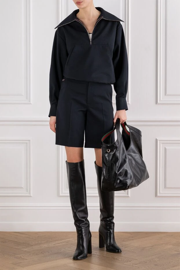 Gucci dark blue suit consisting of a wool jumper with a zip-up collar and shorts 194311 - photo 2