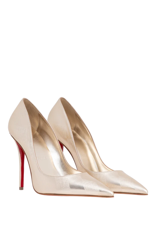 Christian Louboutin босоножки miss z из ламинированной овечьей кожи наппа золотистого цвета 194328 - фото 3