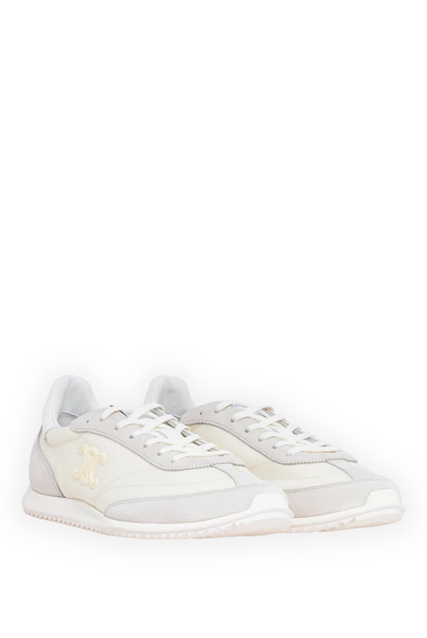 Celine women's racer sneakers in white nylon suede and smooth leather 194341 - photo 3