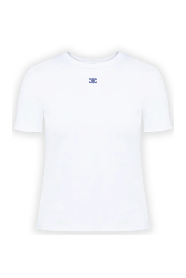 Celine white women's ribbed t-shirt with a neat logo 194342 - photo 1
