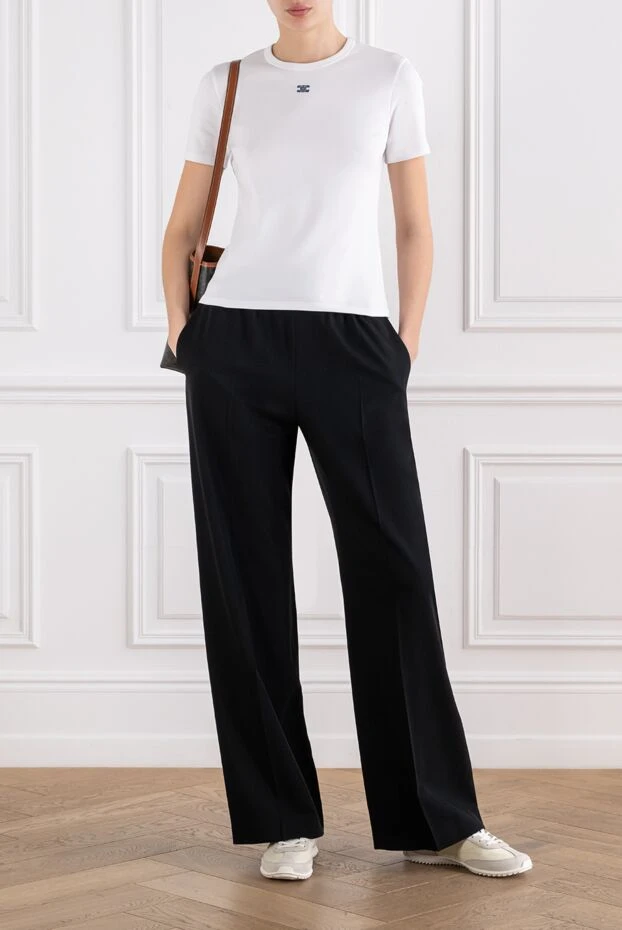 Celine white women's ribbed t-shirt with a neat logo 194342 - photo 2