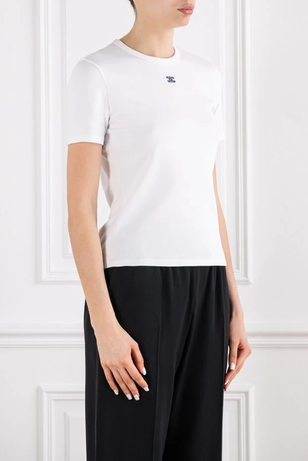 Celine white women's ribbed t-shirt with a neat logo 194342 - photo 3