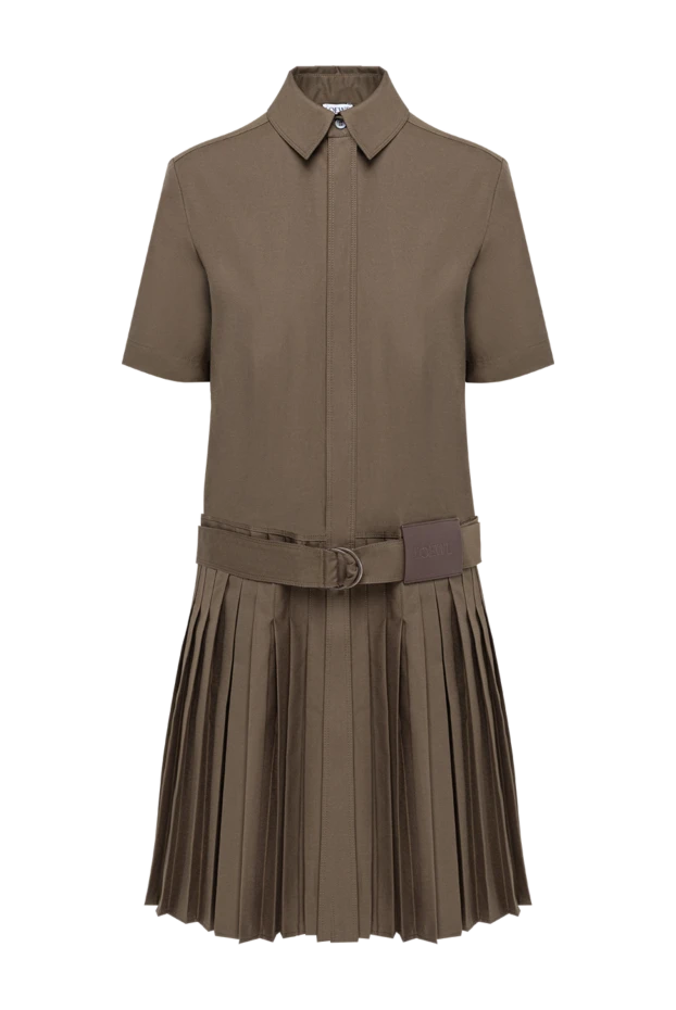Loewe плиссированное платье из смесовой хлопковой ткани зеленого цвета 194375 - фото 1