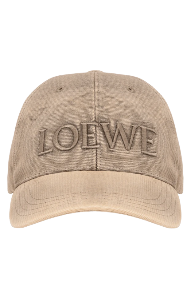 Loewe джинсовая бежевая кепка с контрастной строчкой и вышивкой логотипа 194376 - фото 1