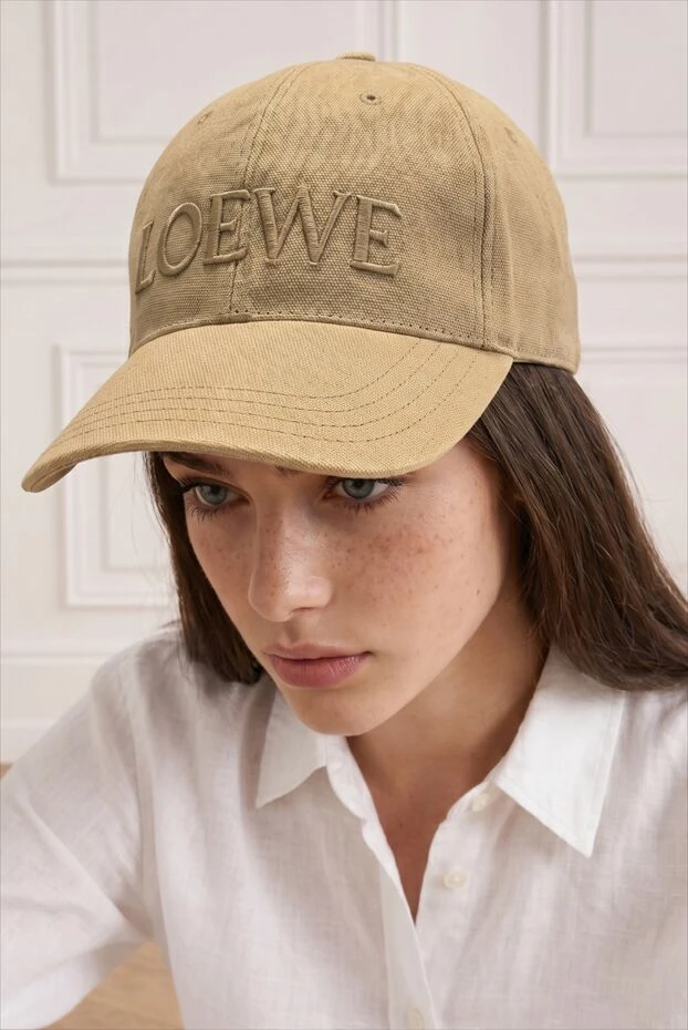 Loewe beige denim cap with contrast stitching and logo embroidery 194376 - photo 3