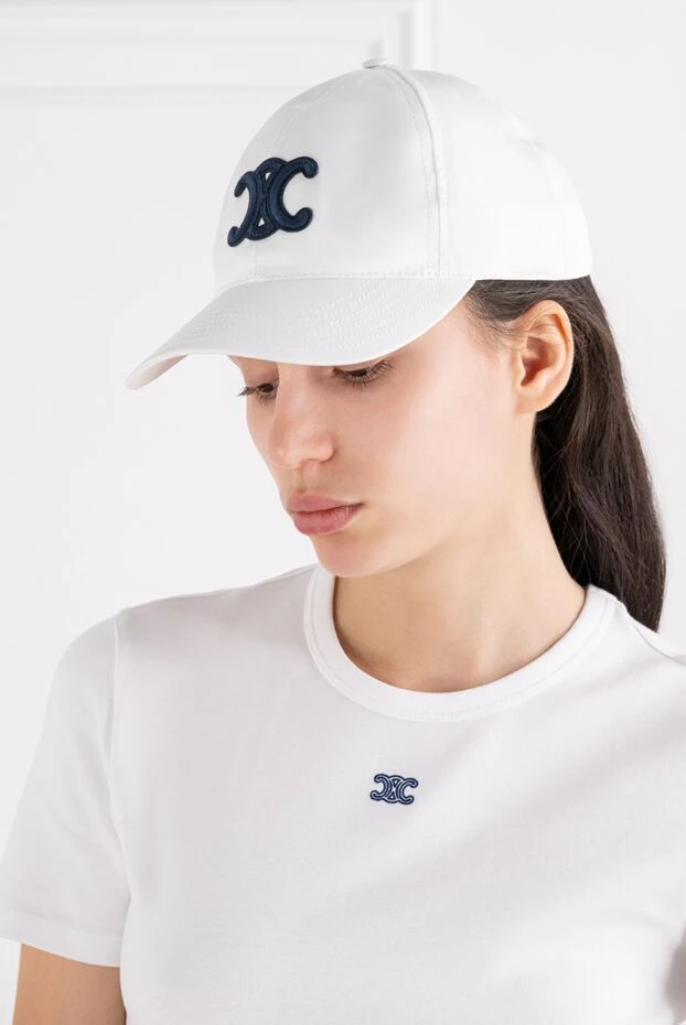 Celine women's white triomphe baseball cap with contrast logo 194377 - photo 1