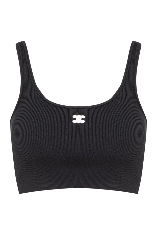 Celine black ribbed logo embroidered sports top 194378 - photo 1