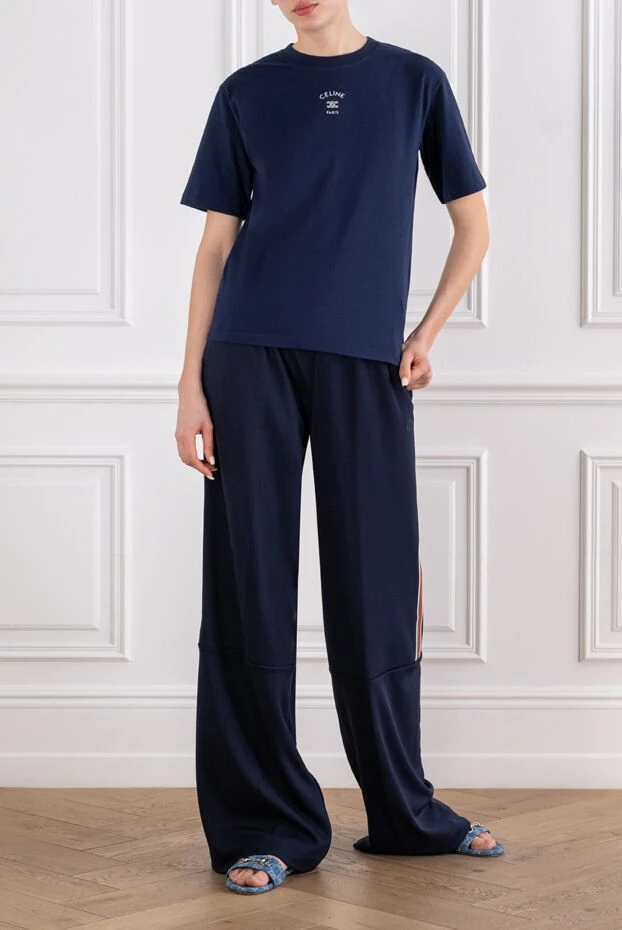 Celine loose-fitting navy blue cotton jersey t-shirt 194379 - photo 2
