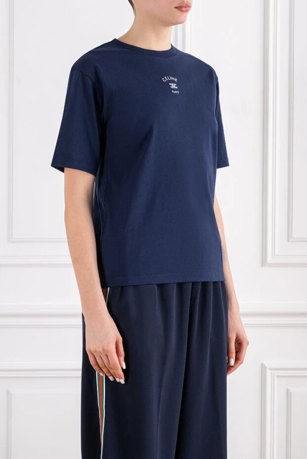 Celine loose-fitting navy blue cotton jersey t-shirt 194379 - photo 3