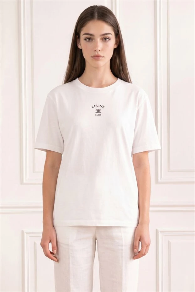 Celine white women's cotton loose t-shirt 194380 - photo 2