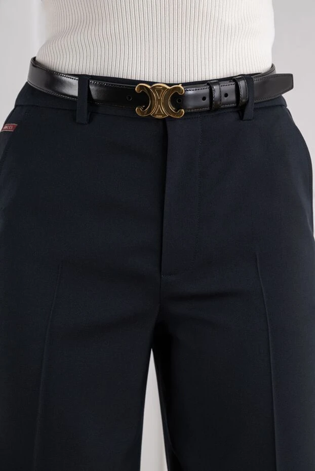 Celine black triomphe  taurillon leather belt 194381 - photo 2