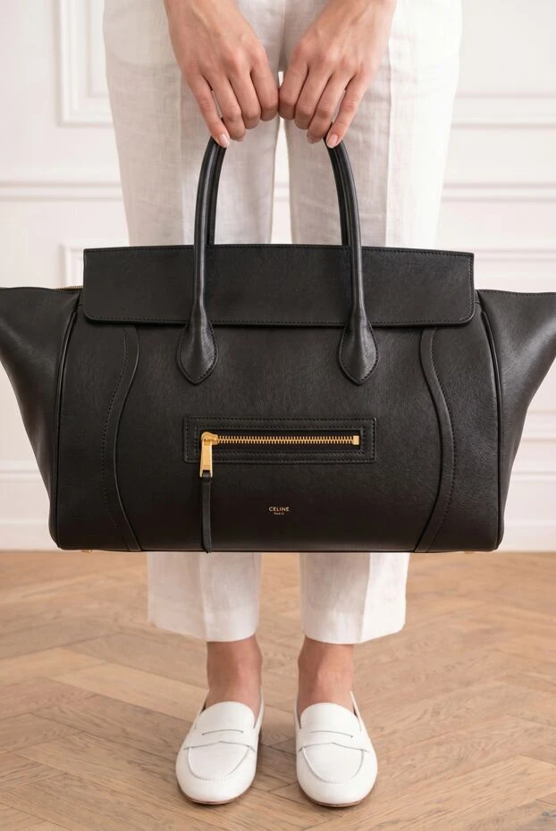 Celine bag made of soft shiny black sheepskin 194382 - photo 2