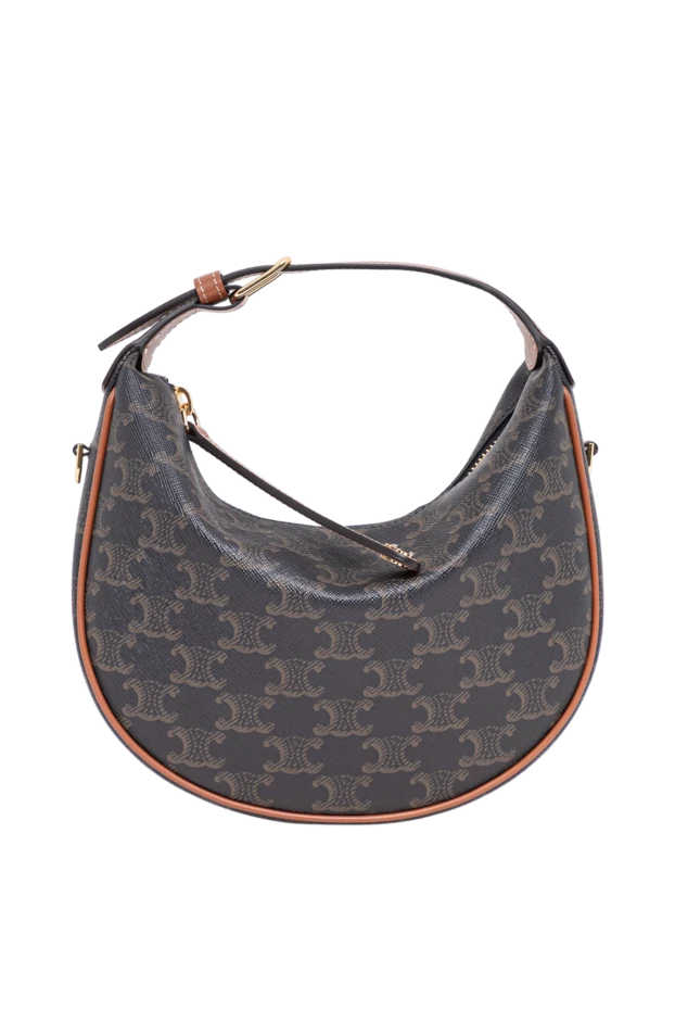 Celine lulu brown triomphe canvas bag with calfskin trim 194384 - photo 1