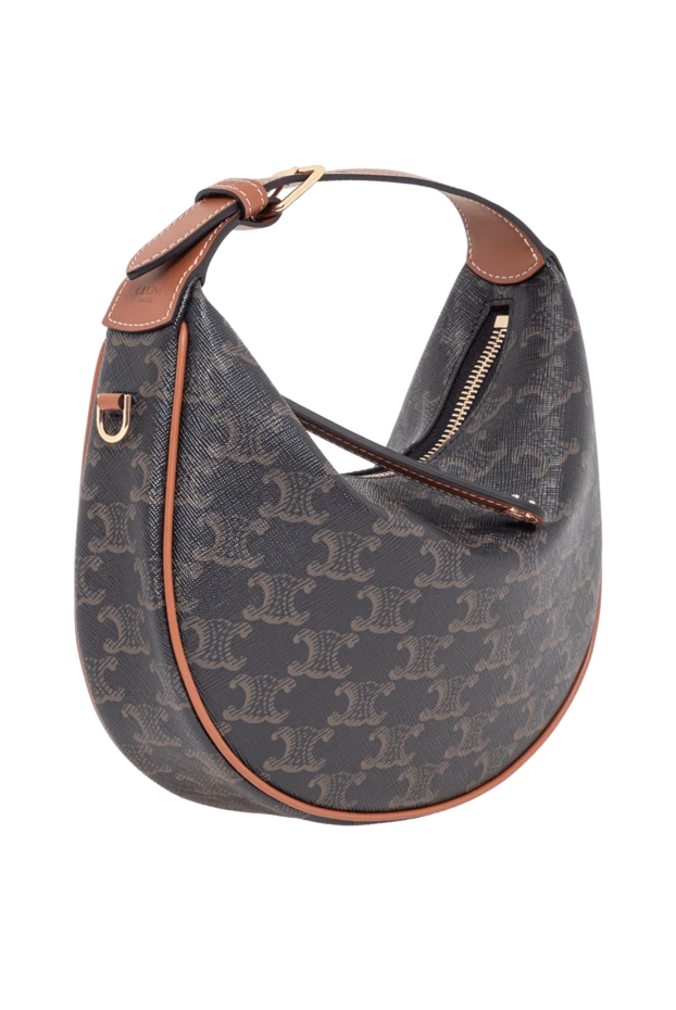 Celine lulu brown triomphe canvas bag with calfskin trim 194384 - photo 3