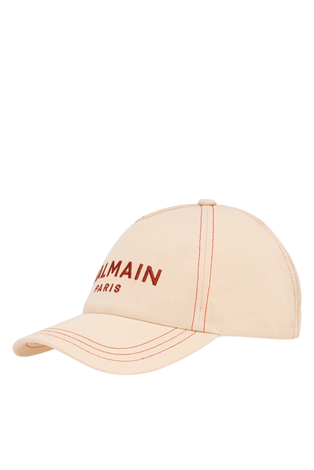 Balmain a sand-colored cotton cap with embroidery and a curved visor 194388 - photo 3