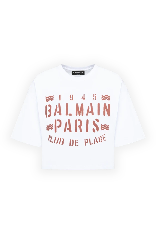 Balmain women's cropped t-shirt with white print 194389 - photo 1
