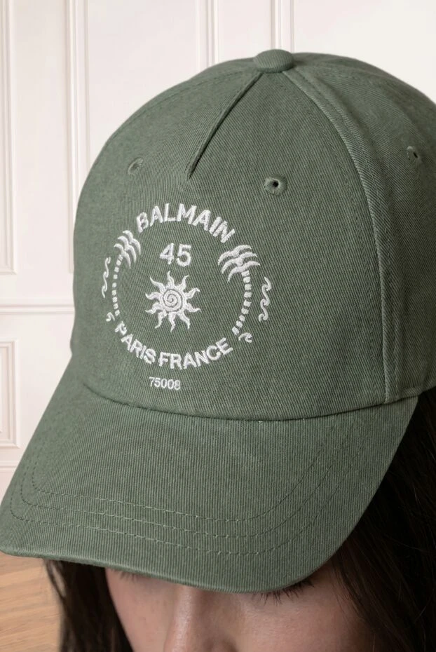 Balmain balmain club printed green cotton baseball cap 194401 - photo 2