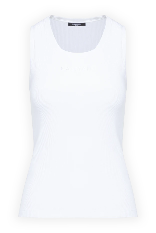 Balmain women's white fine ribbed knit tank top 194404 - photo 1