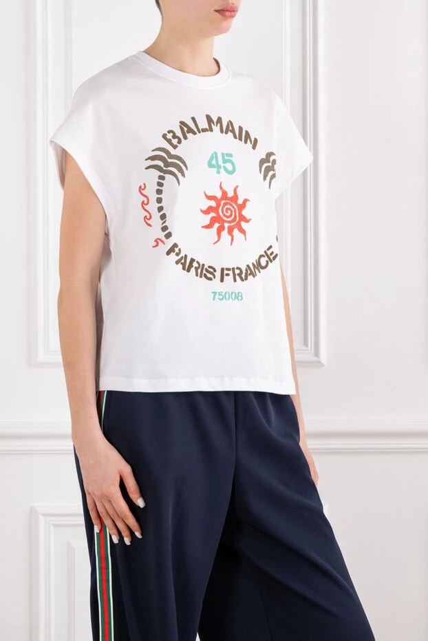 Balmain women's cotton t-shirt with a graphic print in a retro vintage style 194405 - photo 3