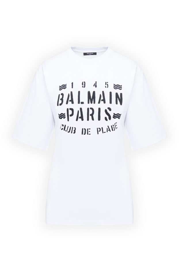 Balmain women's white classic length t-shirt with contrast graphics 194406 - photo 1