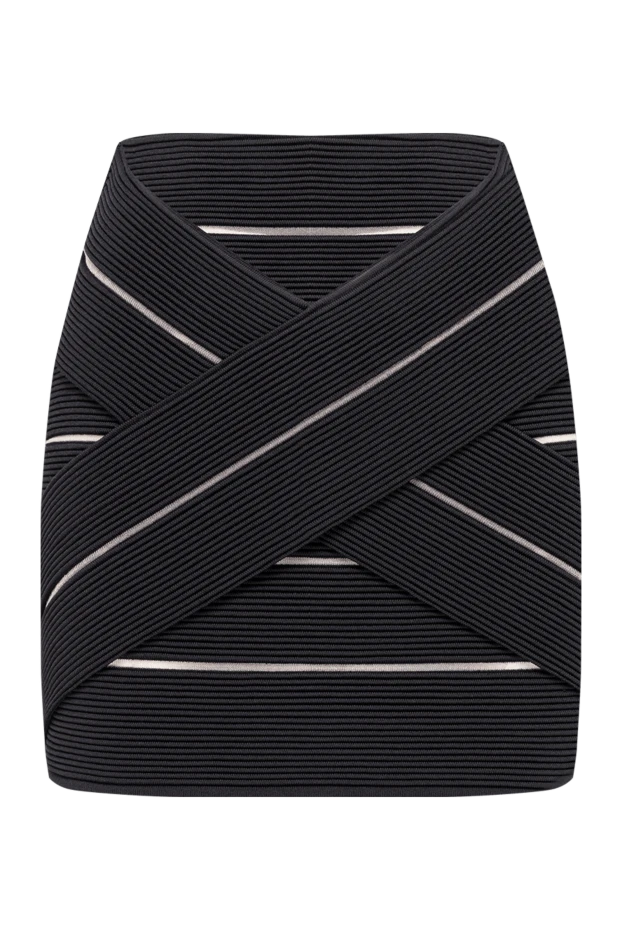 Balmain black textured mini skirt with crisscross design 194410 - photo 1