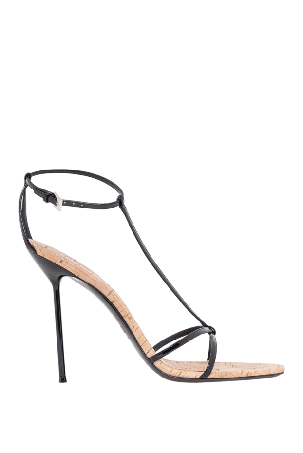 Paris Texas black patent leather and cork t-strap sandals 194427 - photo 2