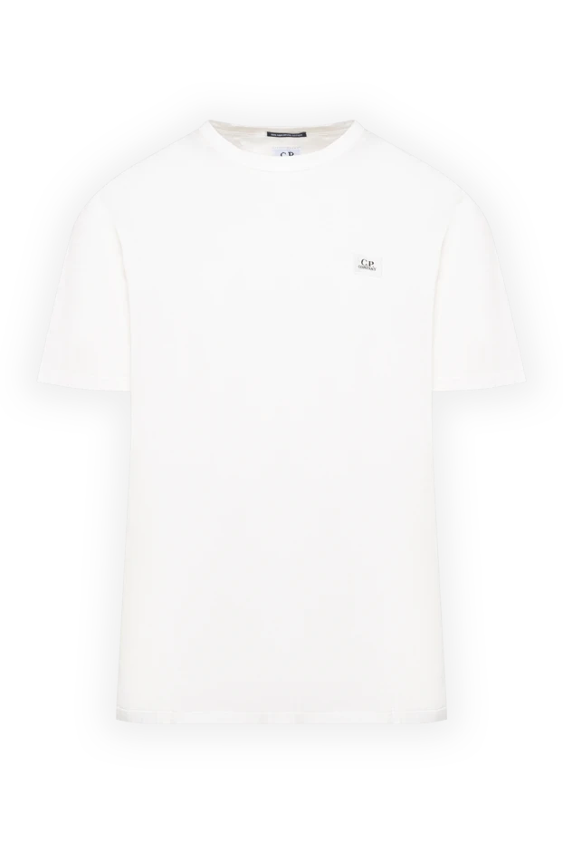 C.P. Company white cotton men's t-shirt with a large monogram print on the back 194444 - photo 1