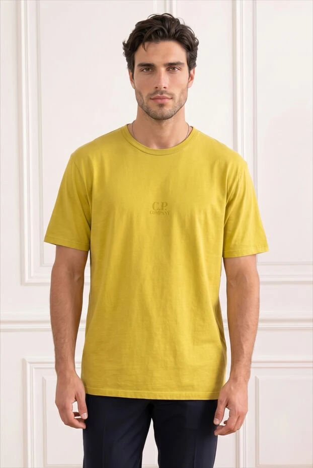 C.P. Company men's yellow loose-fitting t-shirt with micro logo 194454 - photo 3