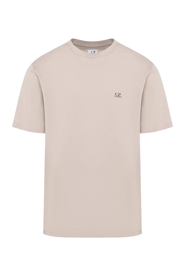 C.P. Company men's beige cotton t-shirt with a photo print of a protective hood 194459 - photo 1