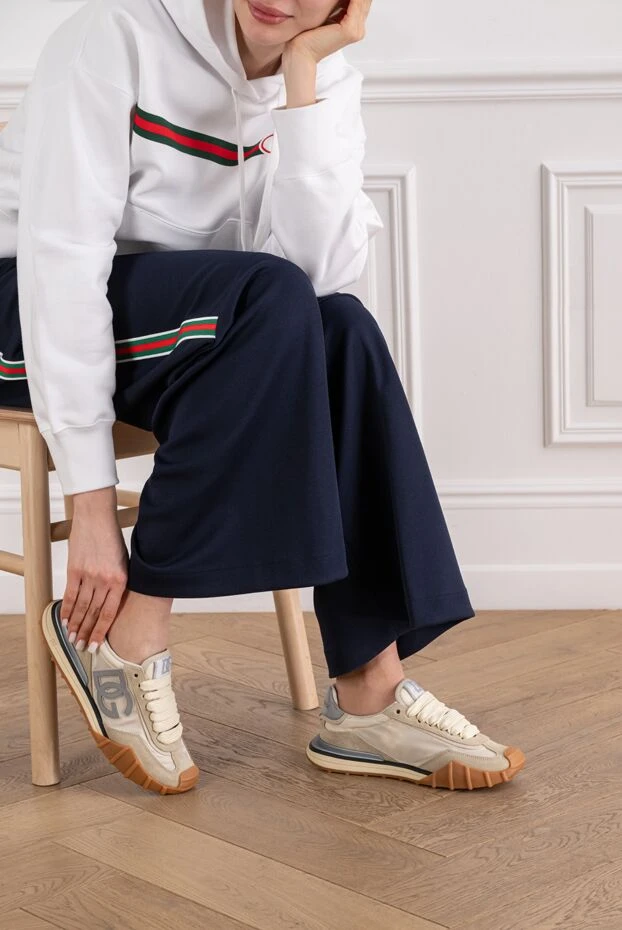 Dolce & Gabbana текстильні кросівки dg athletic бежевого кольору 194499 - фото 2